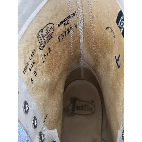 JUSTIN USA Western Kiltie Lace Up Leather Work Roper Boots Size 6 High Top Shoes - Picture 8 of 8